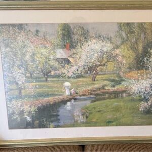 Theodore Wendel 1905  "Lady with a Parasol"  Windsor Art Lithograph Framed Print